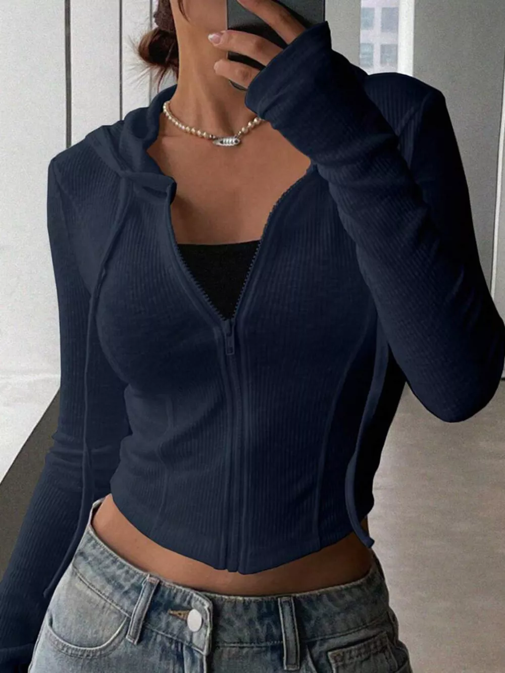 Ribbed Knit Cropped Zip-Up Outerwear, image 17