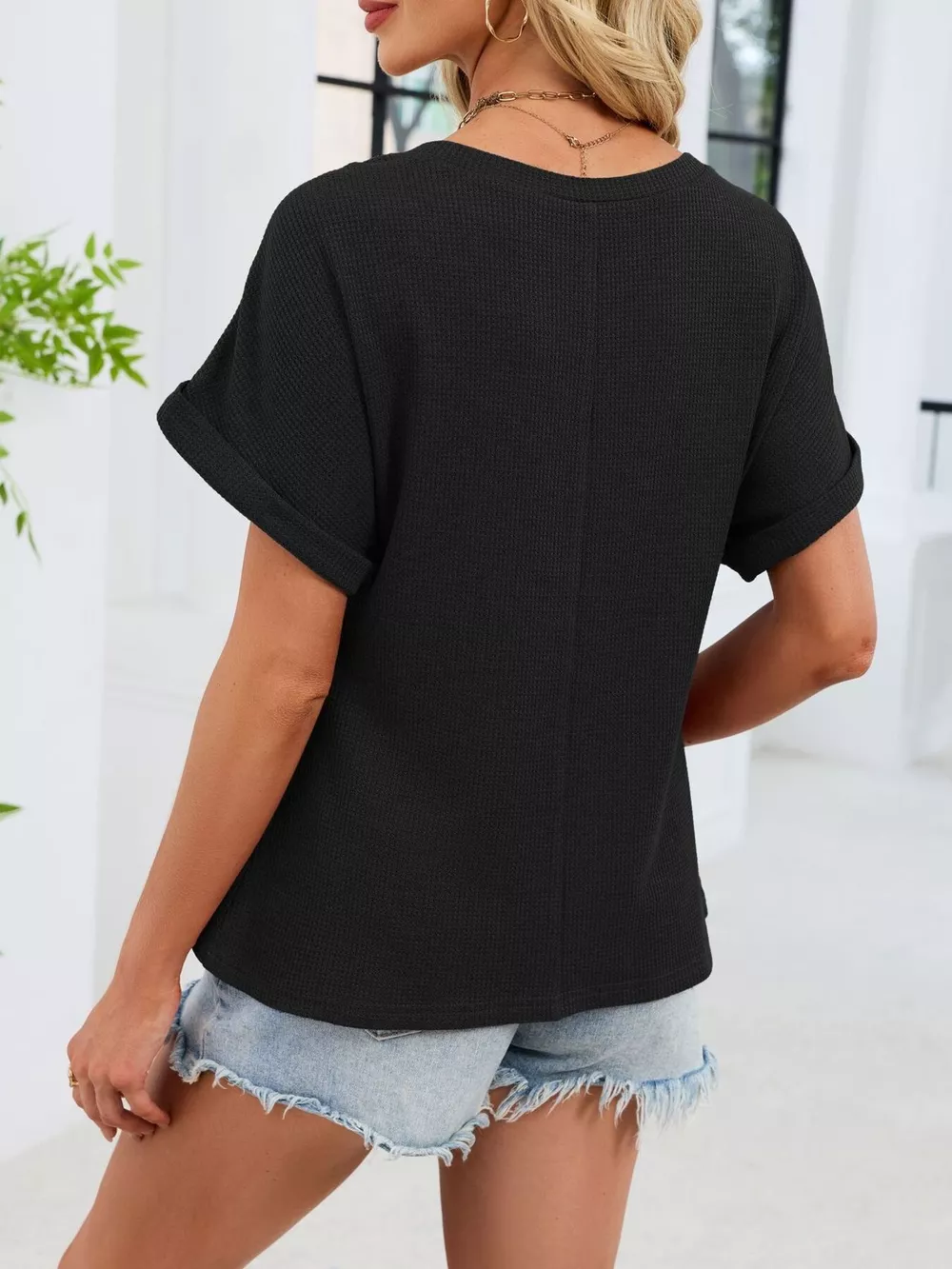 Lace-Trimmed Round Neck T-Shirt, image 16