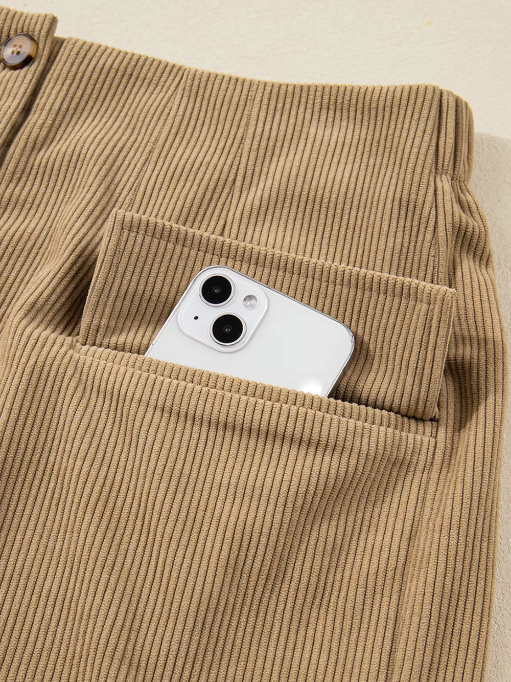 Corduroy Buttoned Front Mini Skirt, image 7