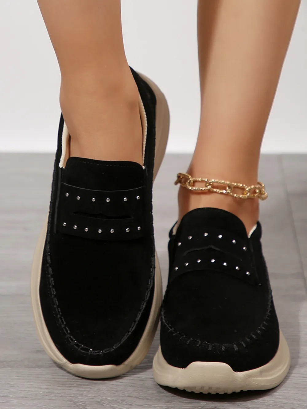 Studded Round Toe Platform Slip-Ons, image 2