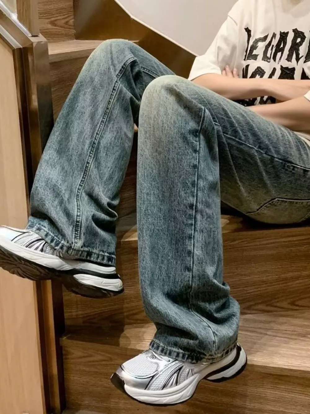 Men's Full Size Wash Loose Fit Jeans Plus Size, image 4