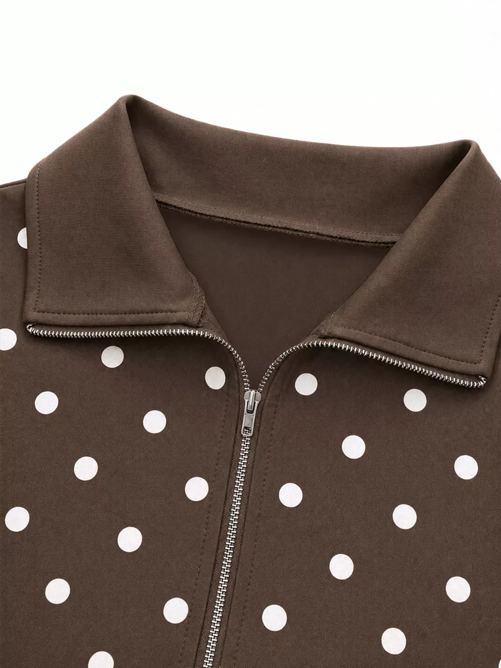 Polka Dot Half Zip Cropped Sweatshirt, image 2