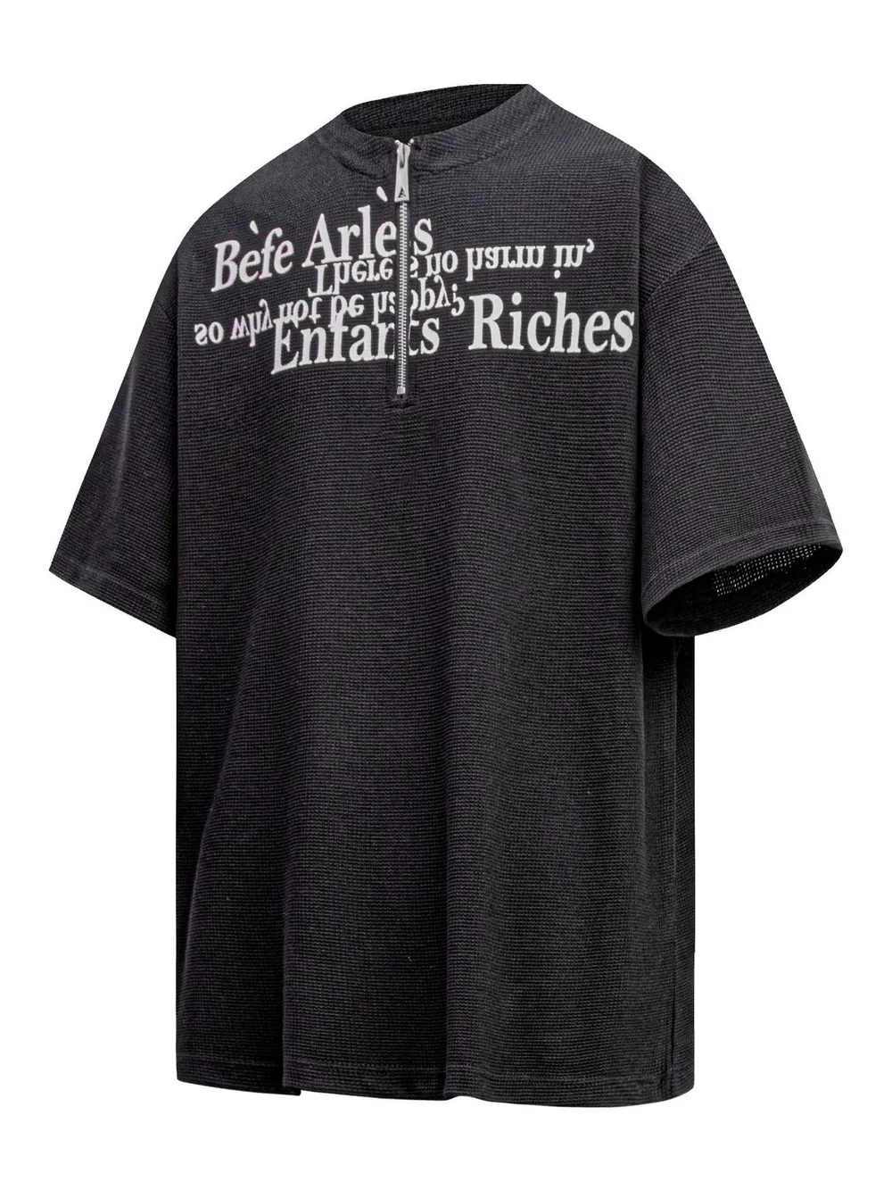 Men's Letter Quarter Zip Short Sleeve T-Shirt, image 2