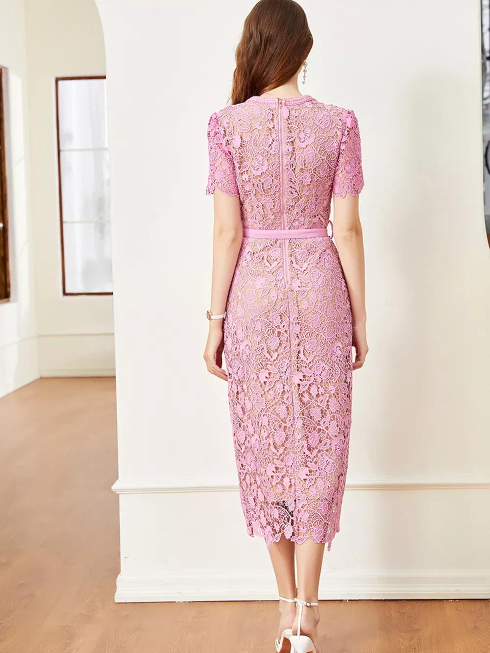 Lace Button-Up Midi Dress, image 11