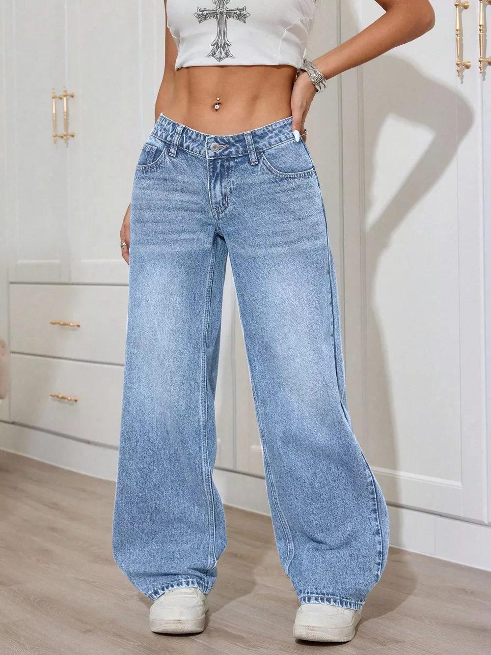Washed Wide Leg Jeans, image 2