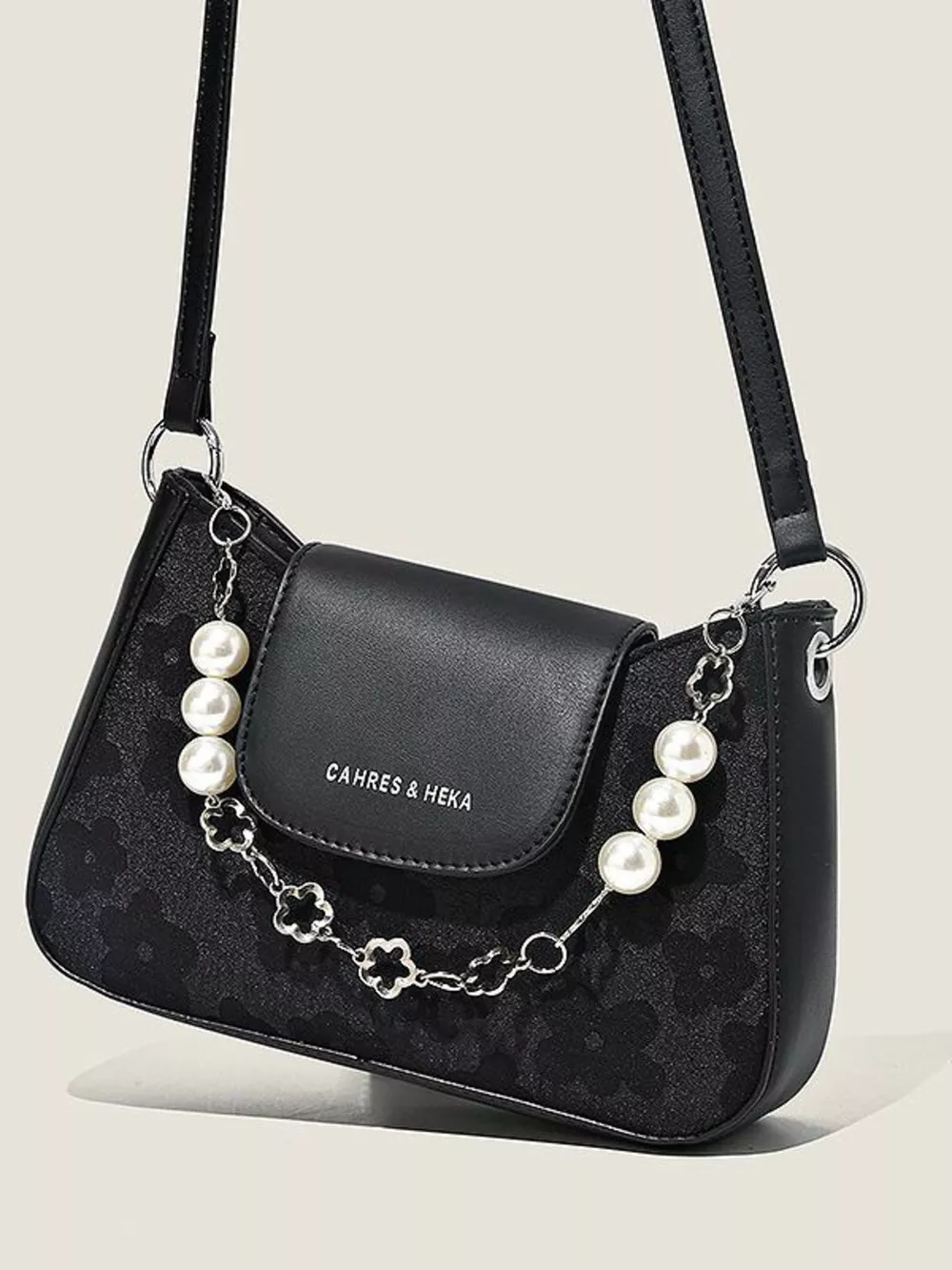 Pearl Chain Decor Shoulder Bag, image 9
