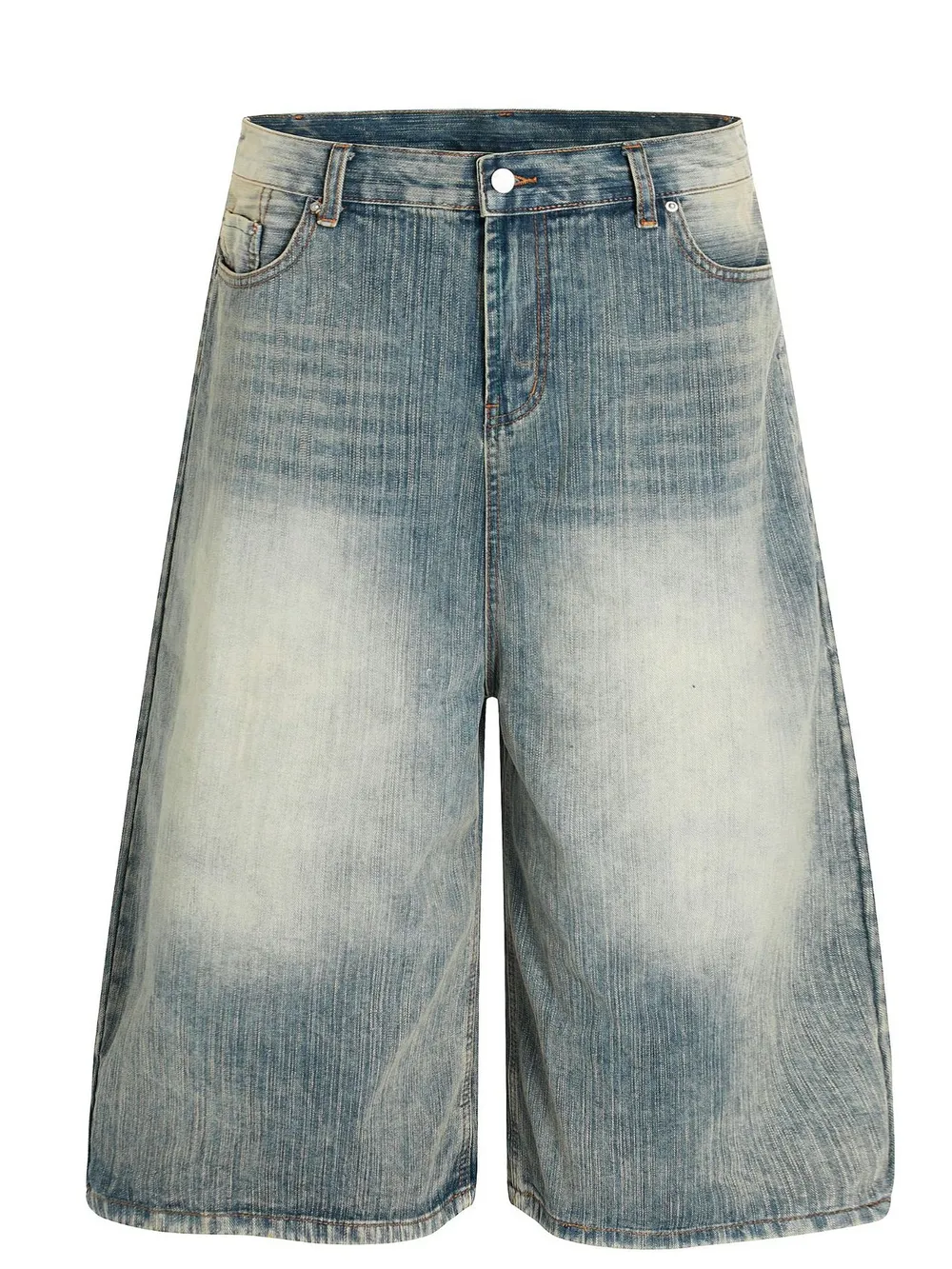 Men's Wash Wide-Leg Denim Shorts
