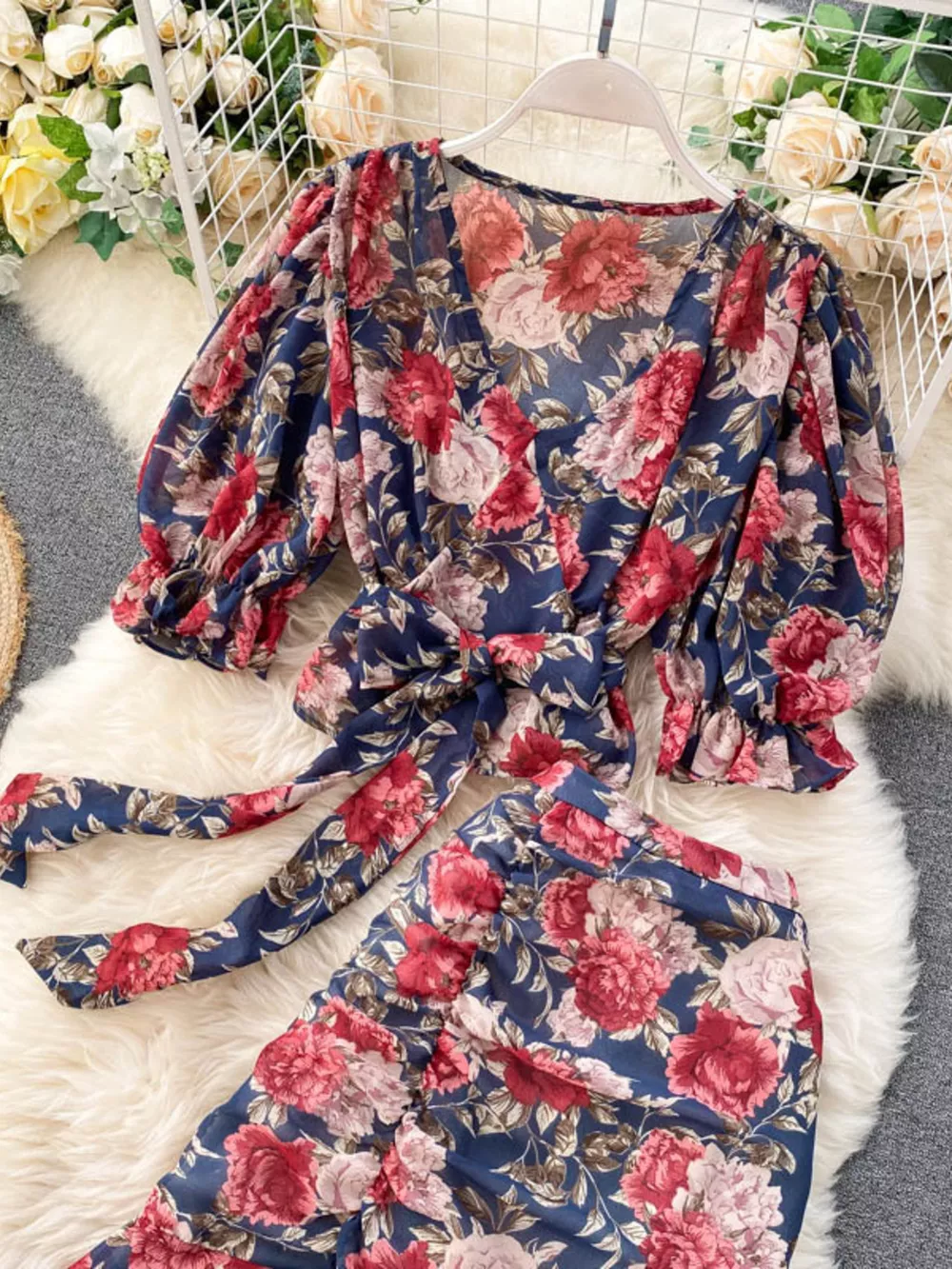 Floral Print Crop Top and Skirt Set, image 6