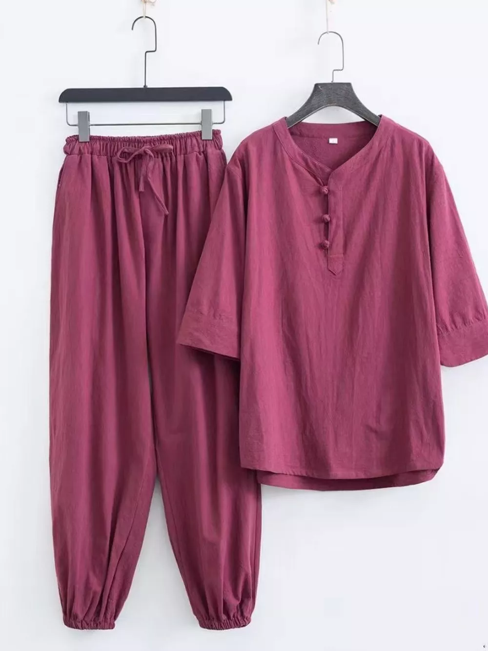 Men's Plus Size Chinese Style Top and Pants Set, image 7