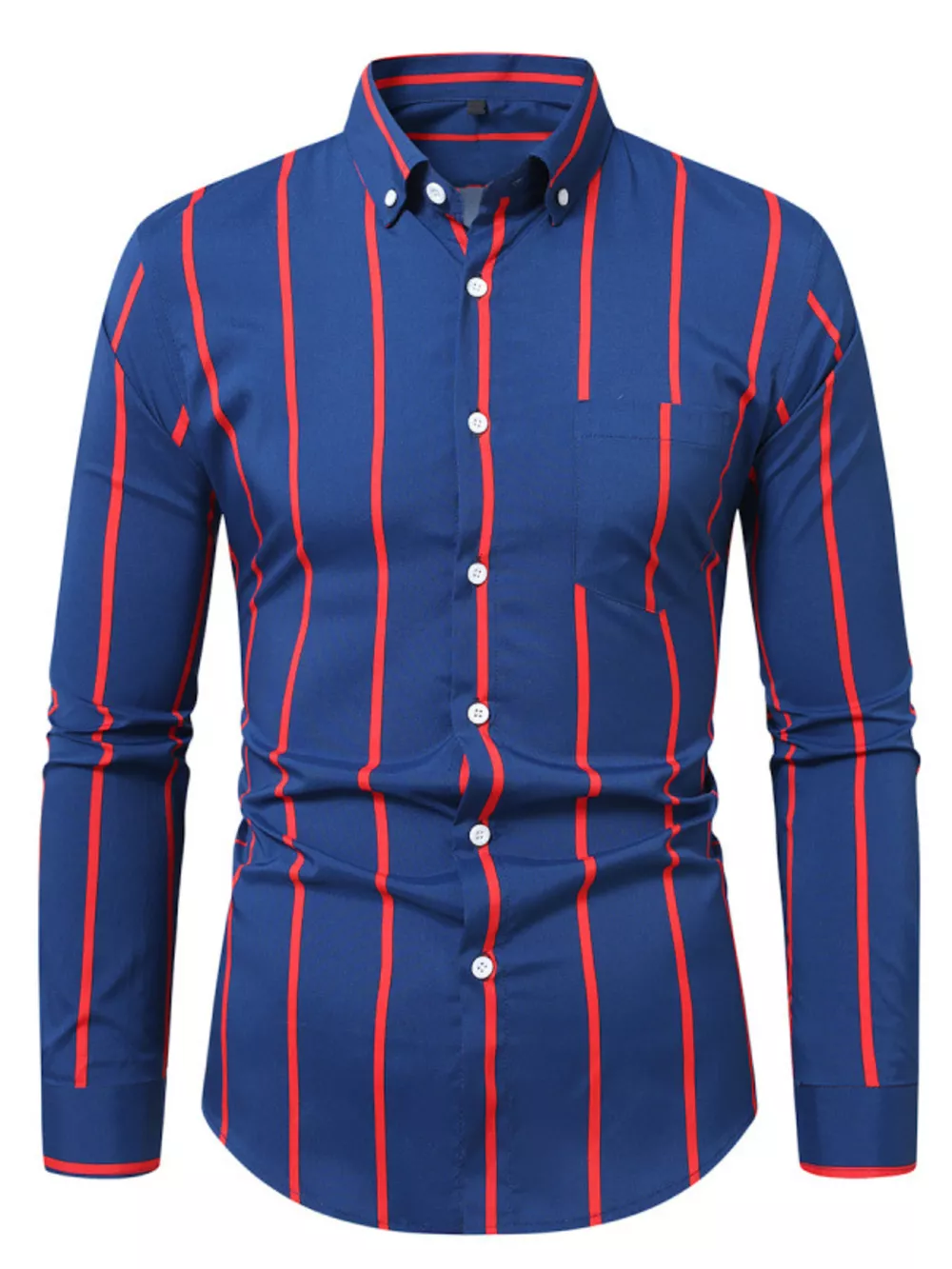 Men's Plus Size Slim Fit Striped Button Up Shirt, image 8