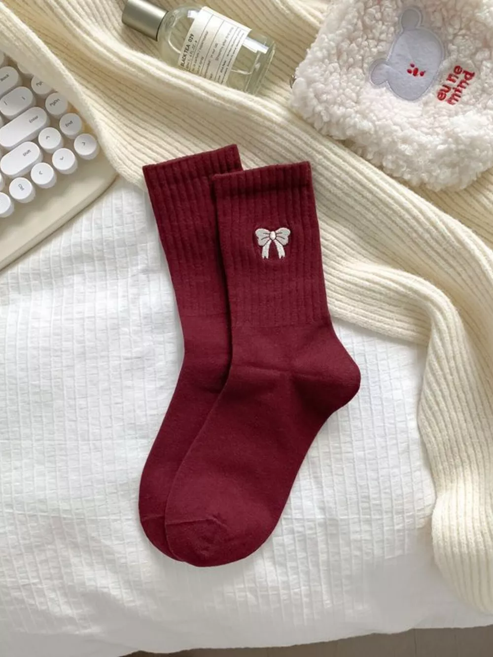 Ribbed Cotton Crew Socks, image 6