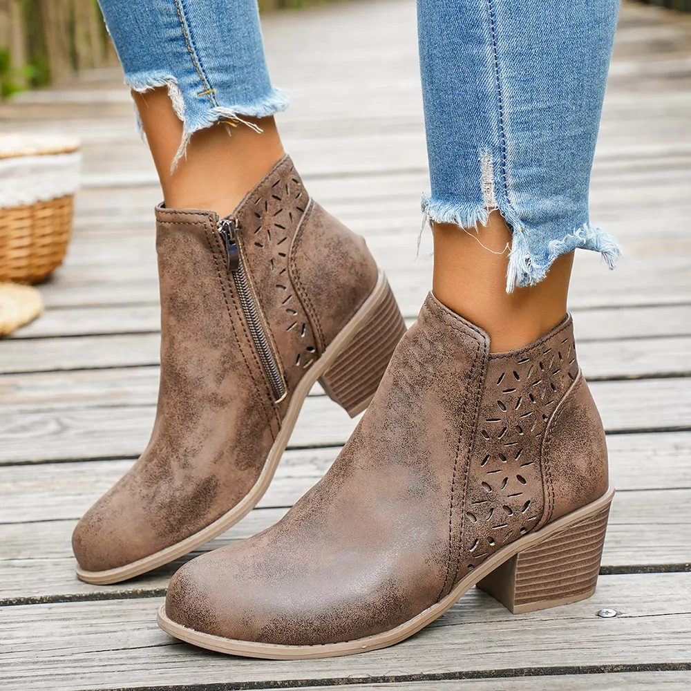 Round Toe Block Heels Boots, image 11