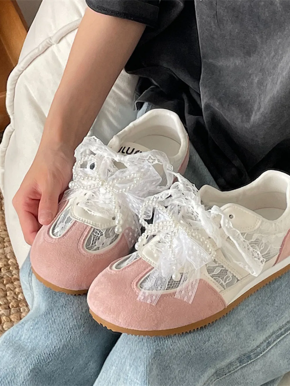 Vintage Lace Ribbon Sneakers, image 12