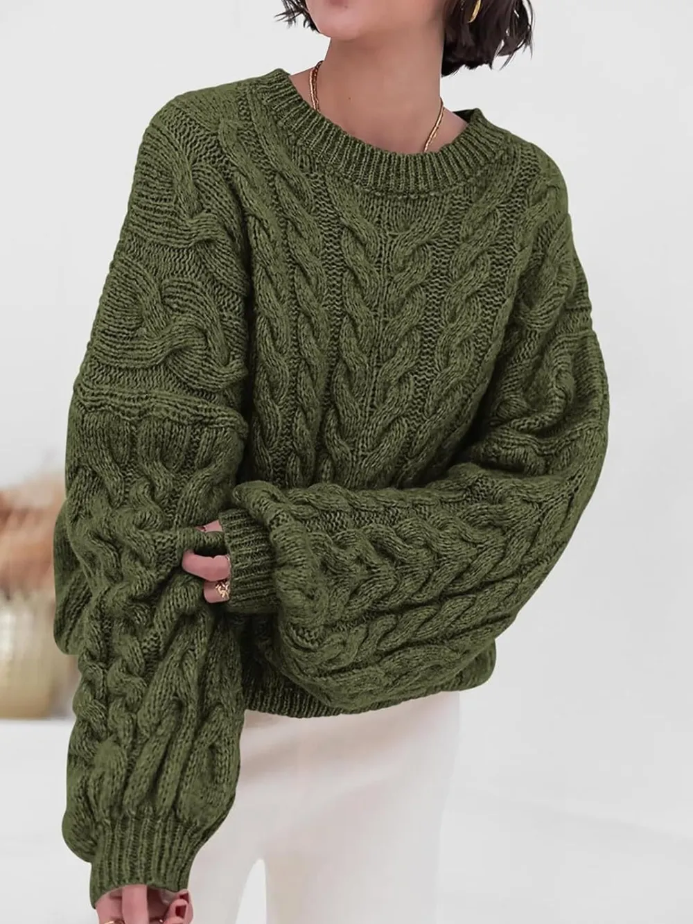 Cable Knit Long Sleeve Sweater, image 18