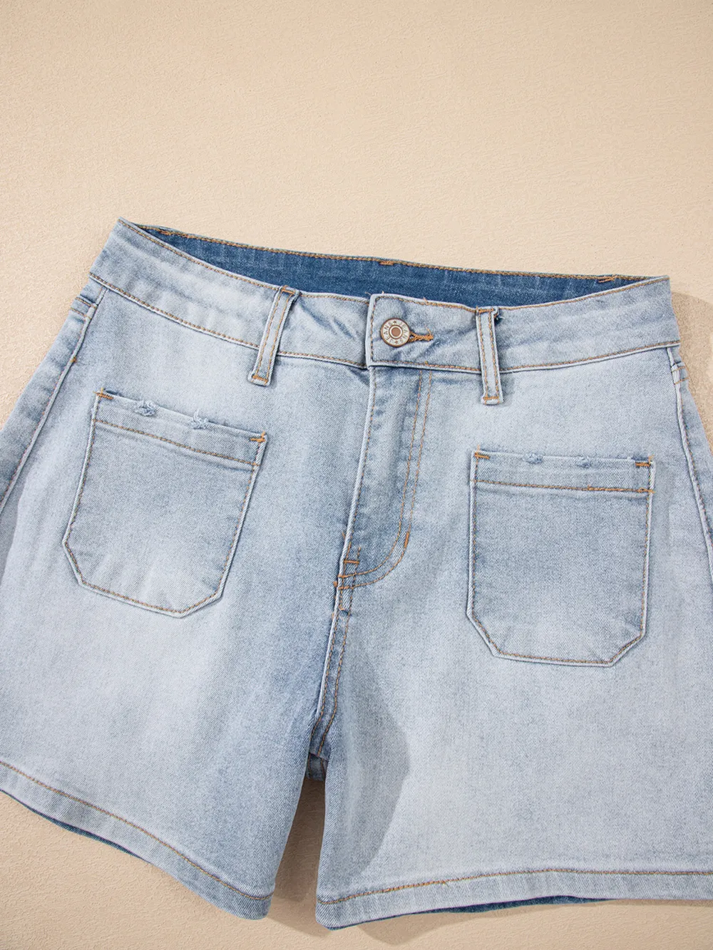 Wash High Rise Denim Shorts, image 7