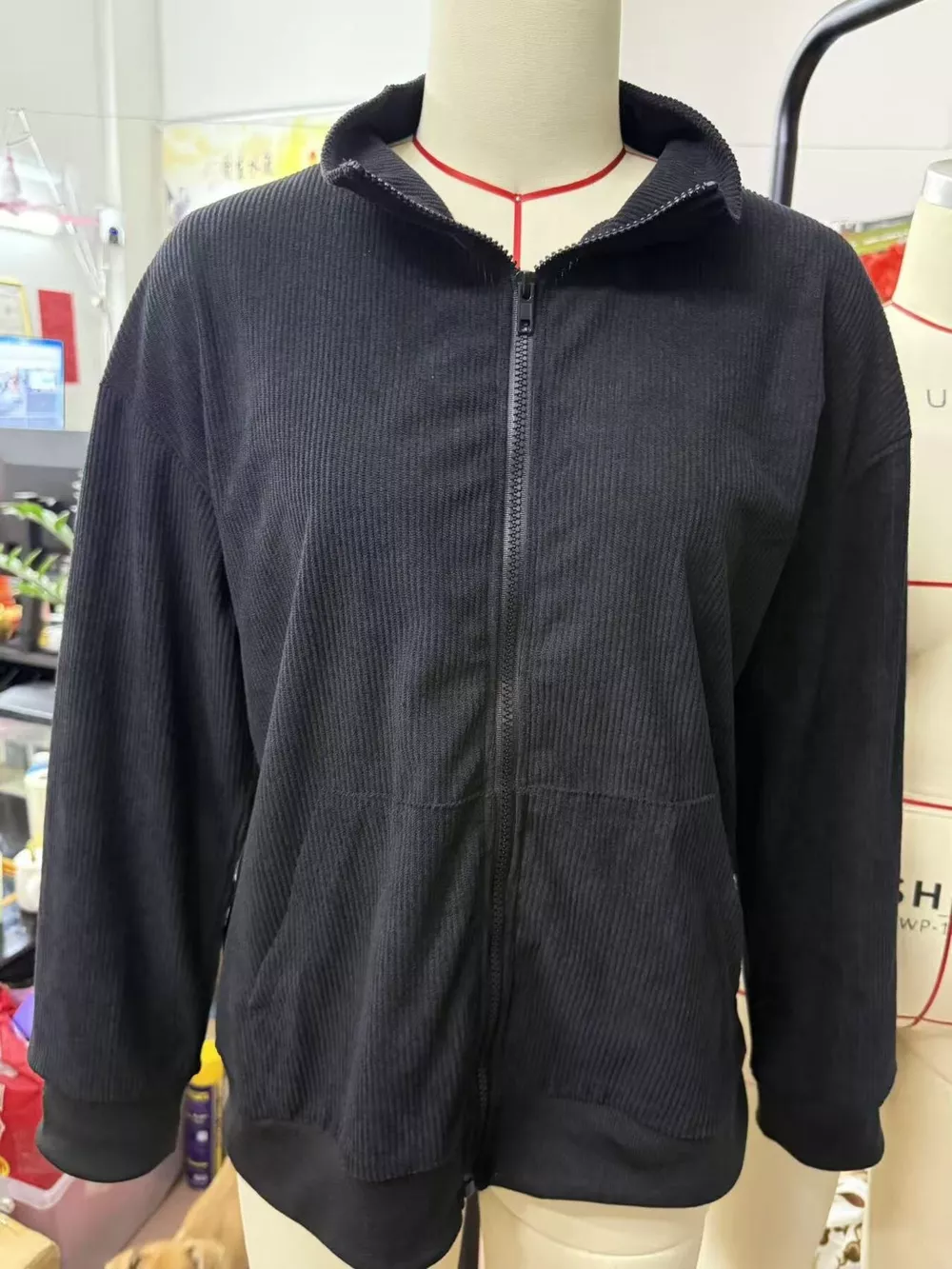 Casual Corduroy Zip-Up Stand Collar Sweatshirt, image 15