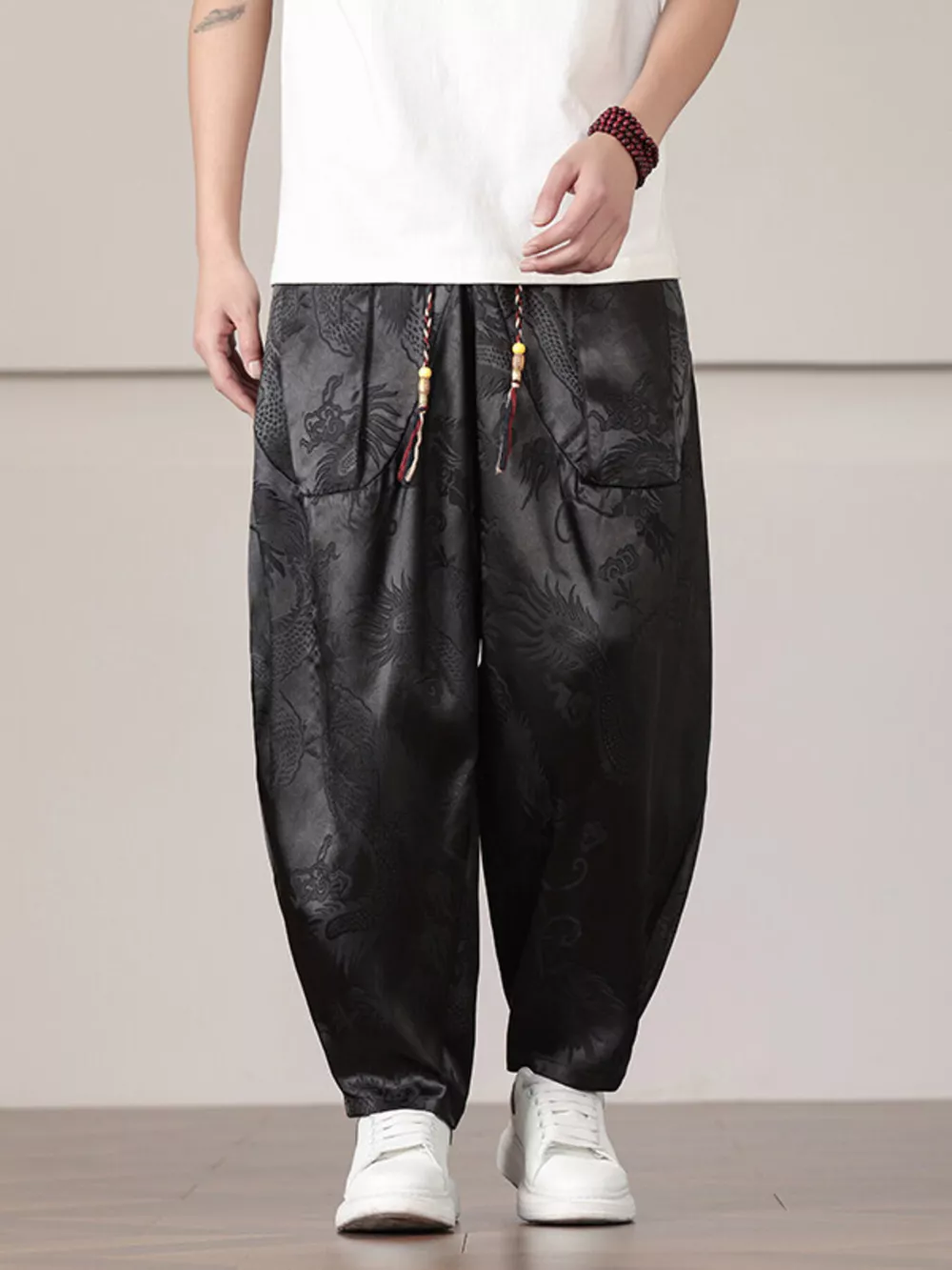 Men's Plus Size Dragon Pattern Harem Pants