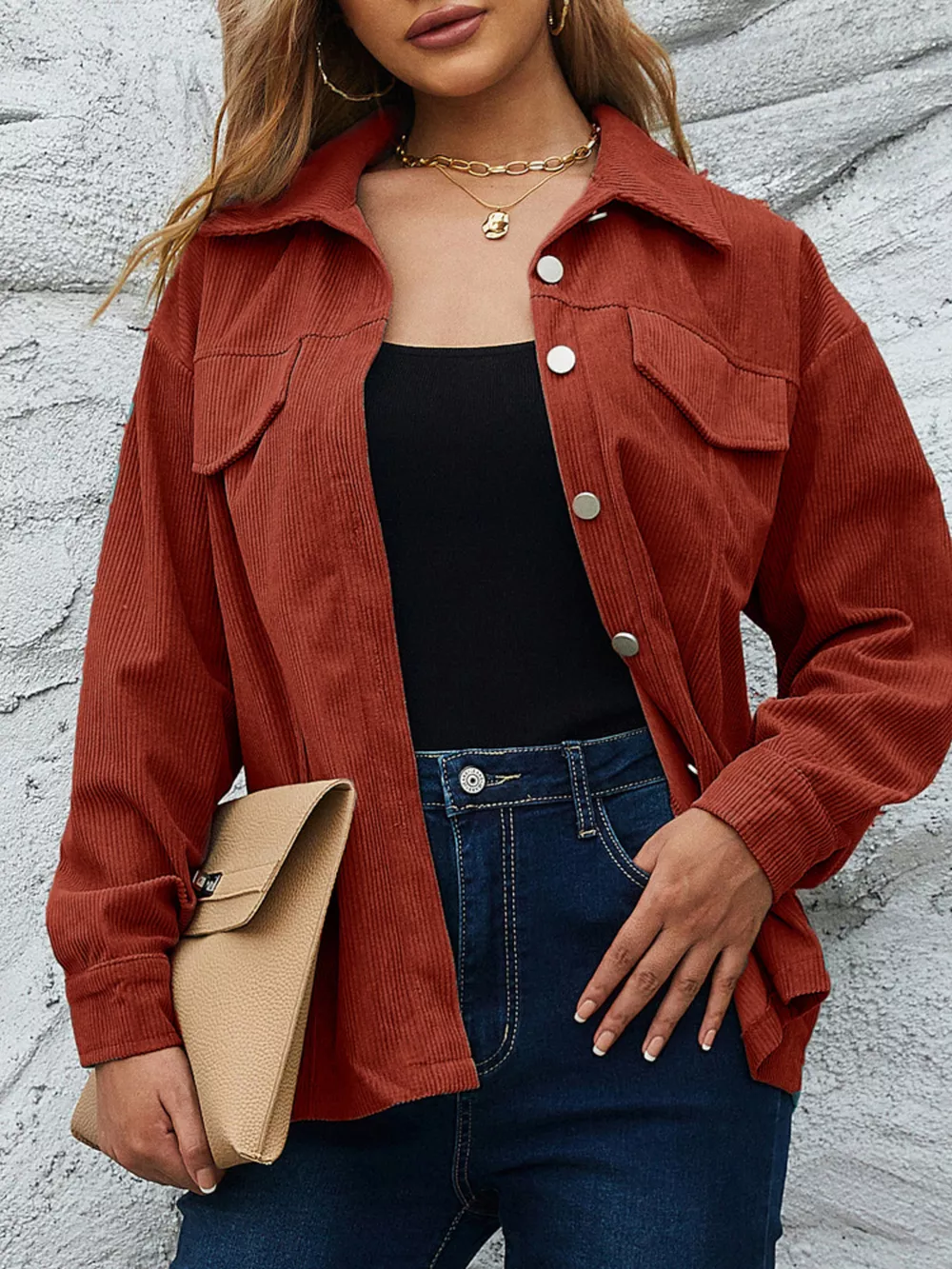 Casual Corduroy Button-Down Jacket