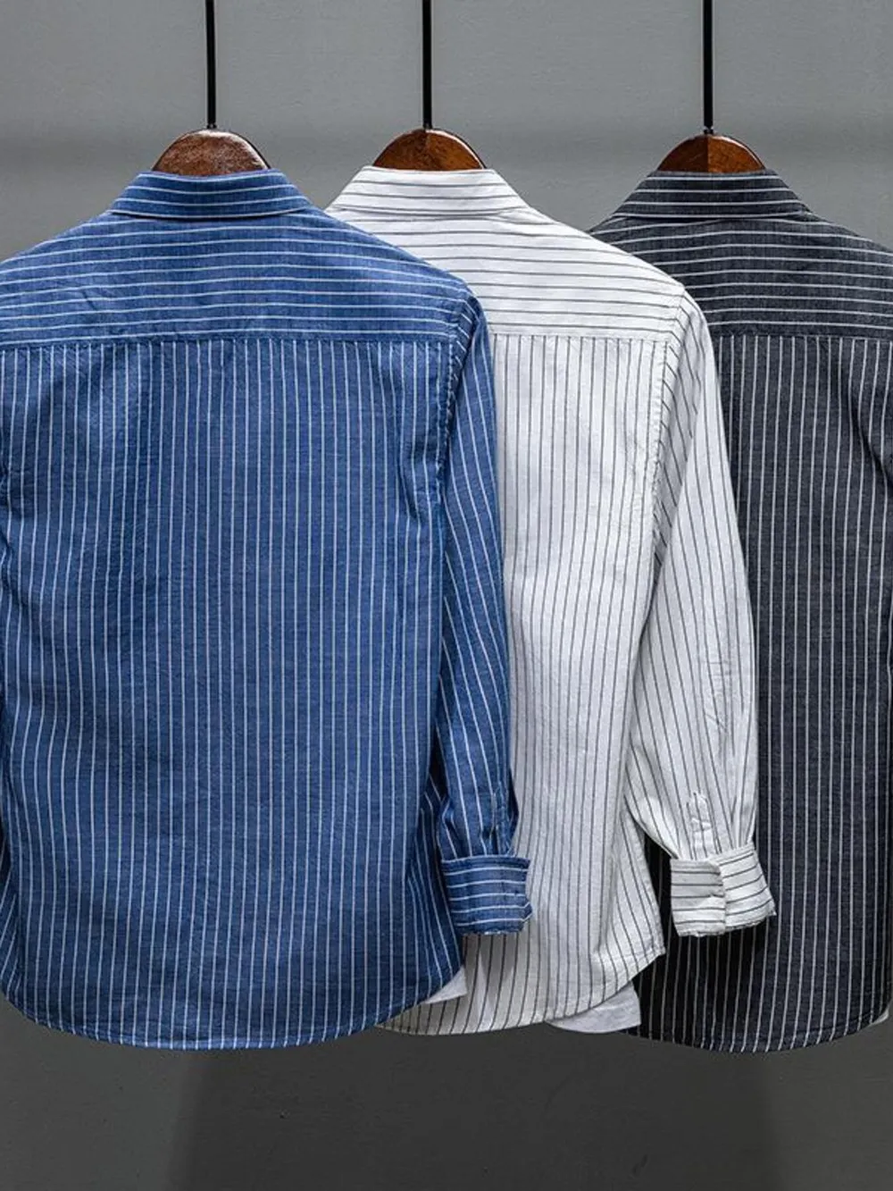 Men's Plus Size Striped Button Up Long Sleeve Shirt, image 6