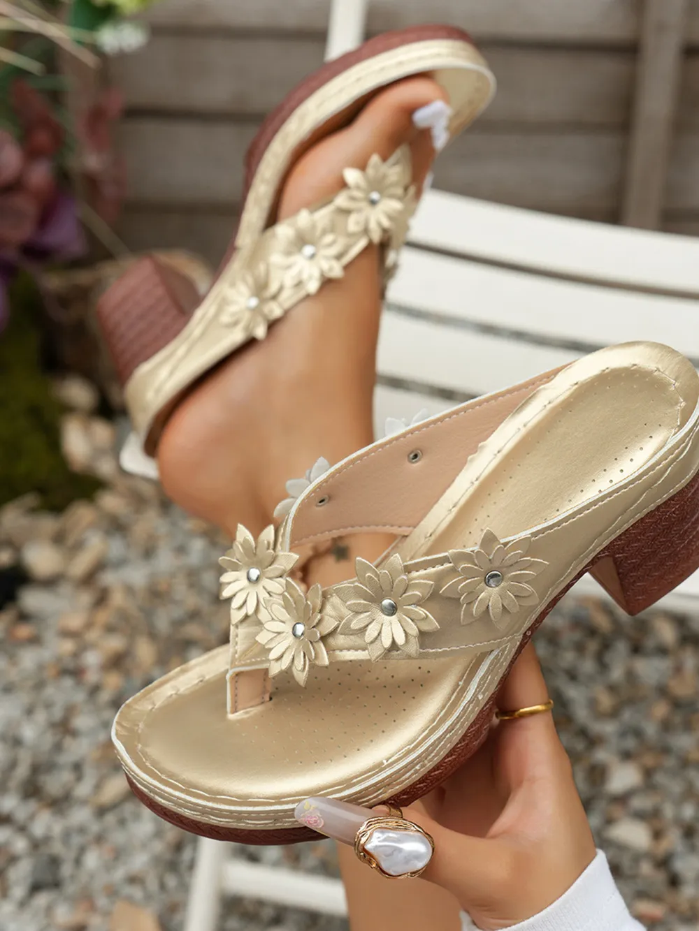 Floral Embellished Block Heel Sandals, image 12