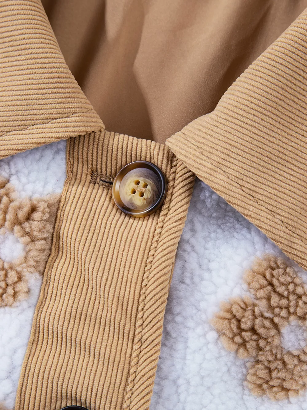 Flower Pattern Button Up Fleece Jacket, image 10