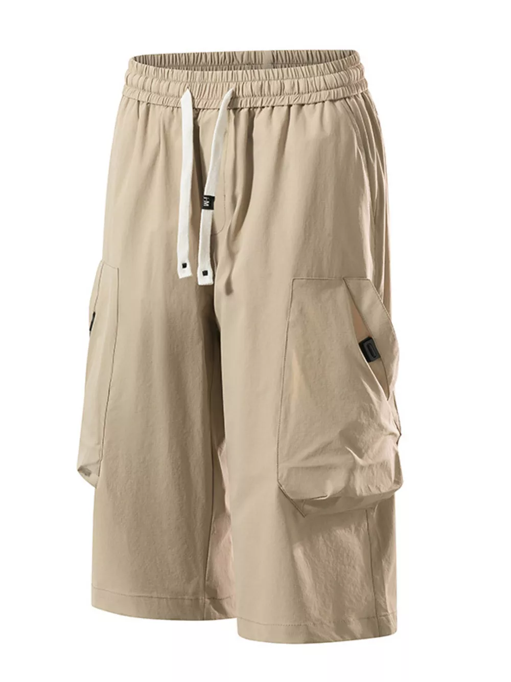 Men's Plus Size Casual Cargo Capris with Drawstring Waist, image 3