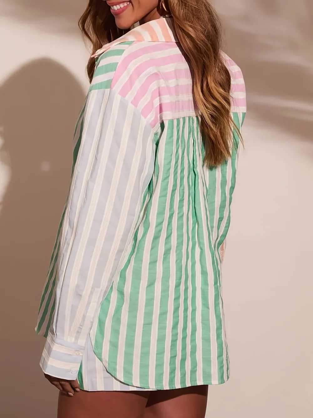 Striped Button Up Shirt and Shorts Set, image 2
