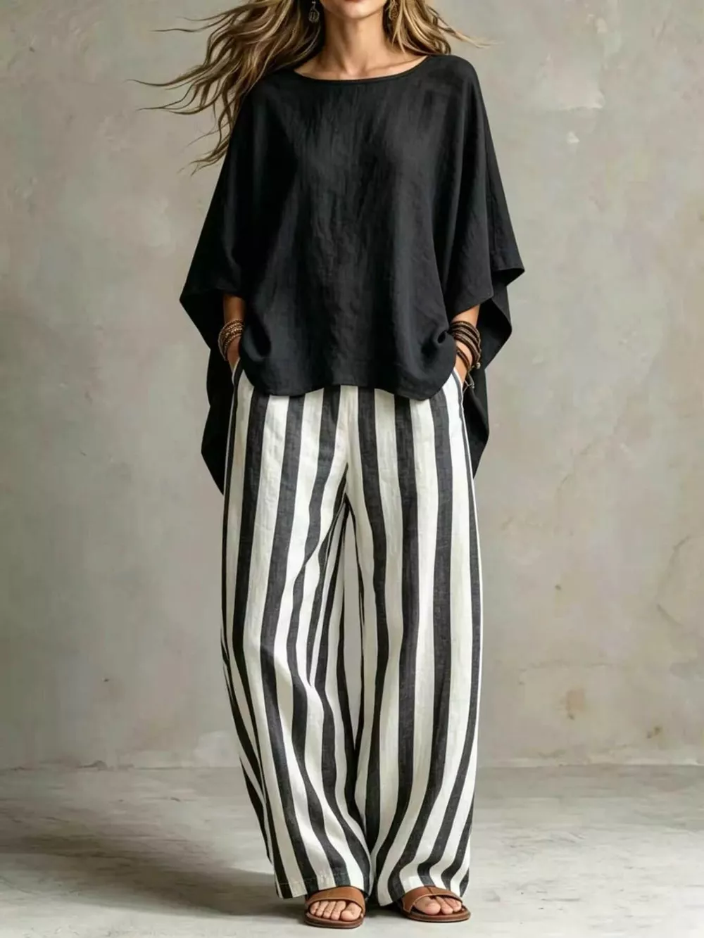 Full Size Solid Color Top and Pants Set Plus Size, image 7