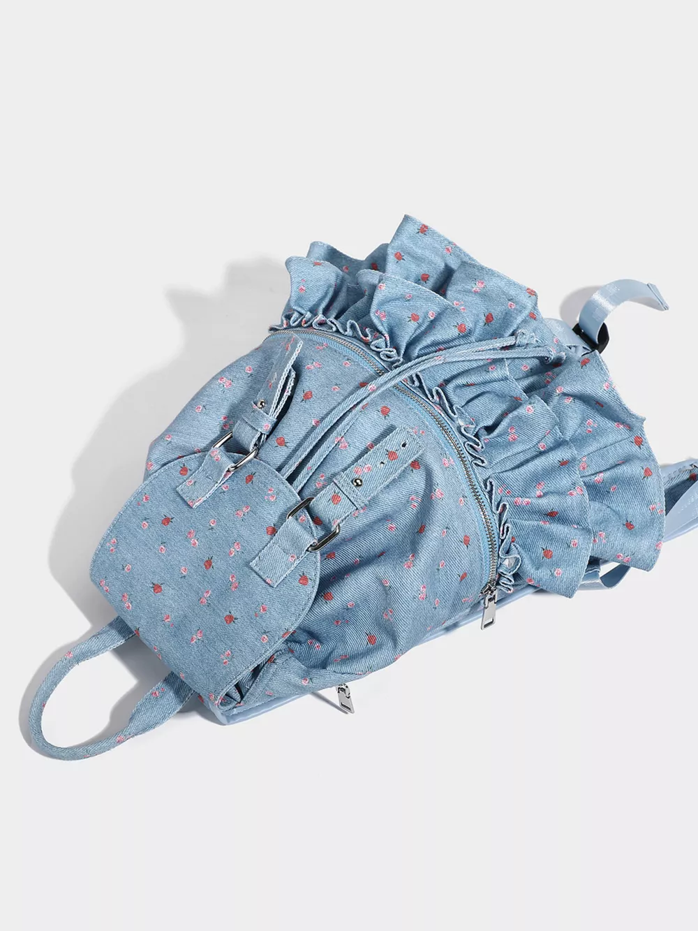 Floral Ruffle Backpack Bag, image 5