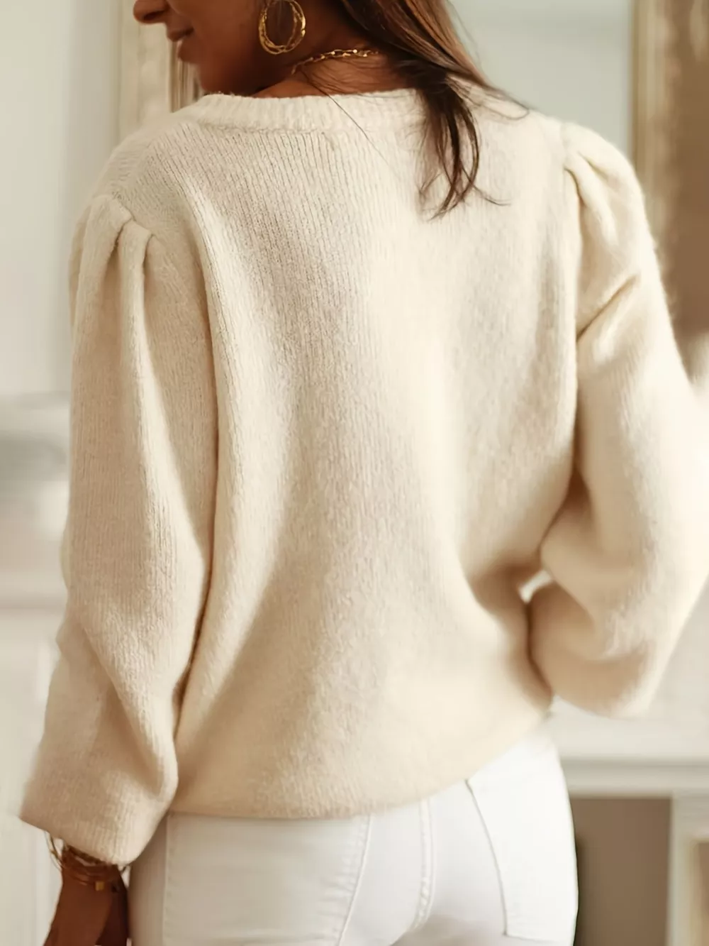 Button-Down Eyelet Long Sleeve Cardigan, image 5