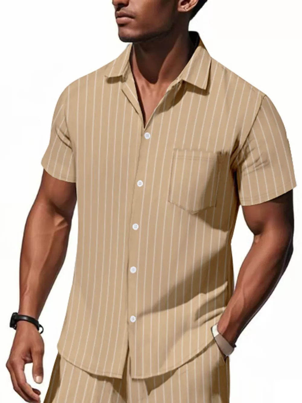 Men's Full Size Casual Striped Short Sleeve Shirt Plus Size, image 10