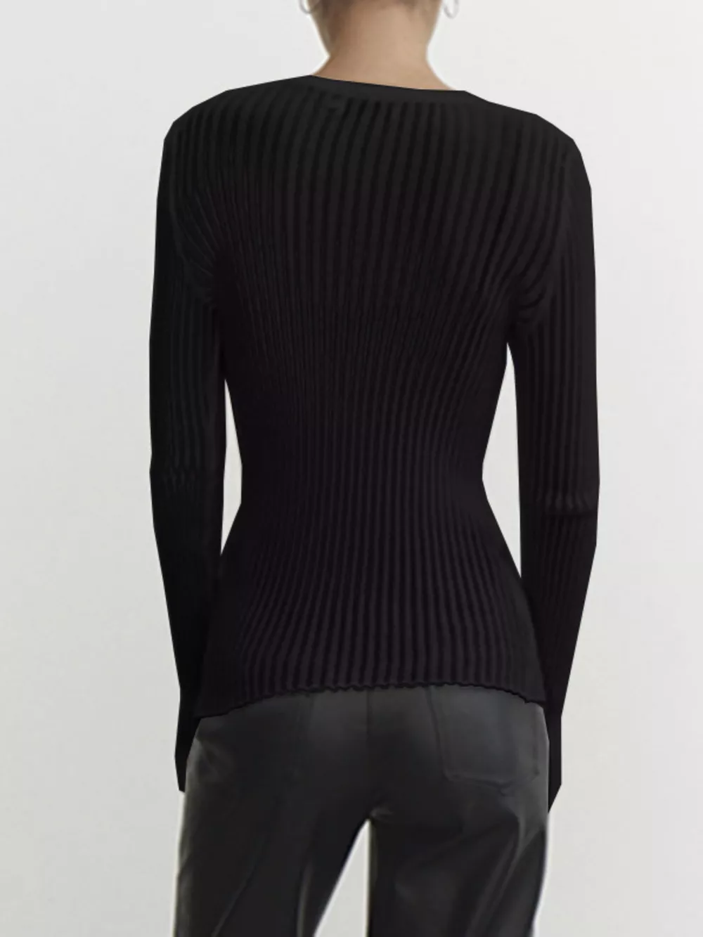 Ribbed Knit Long Sleeve Top, image 6