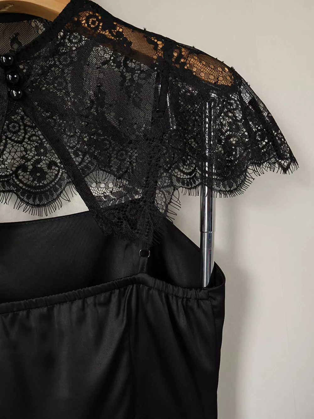 Satin Mini Dress with Lace Detachable Cape, image 12
