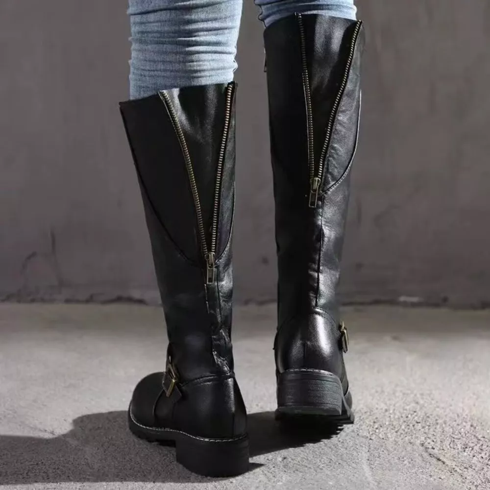 Round Toe Block Heels Boots, image 10