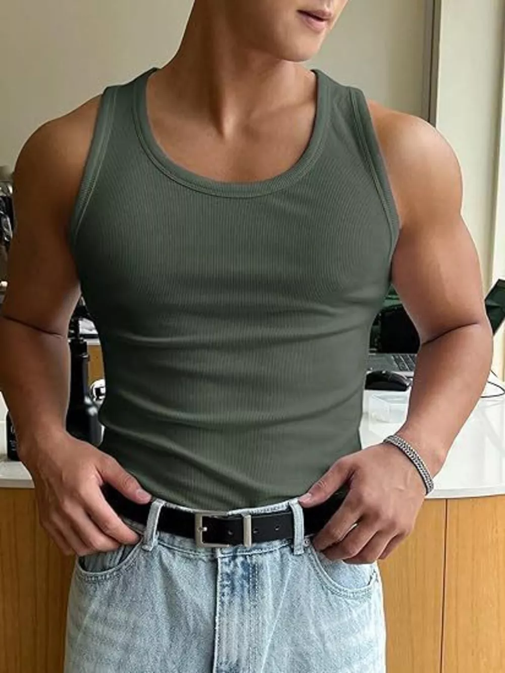 Men's Ribbed Round Neck Tank, image 2