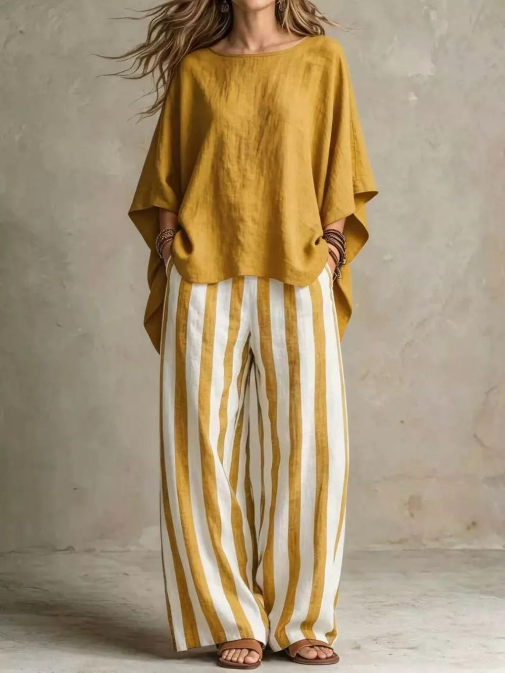 Full Size Solid Color Top and Pants Set Plus Size, image 5