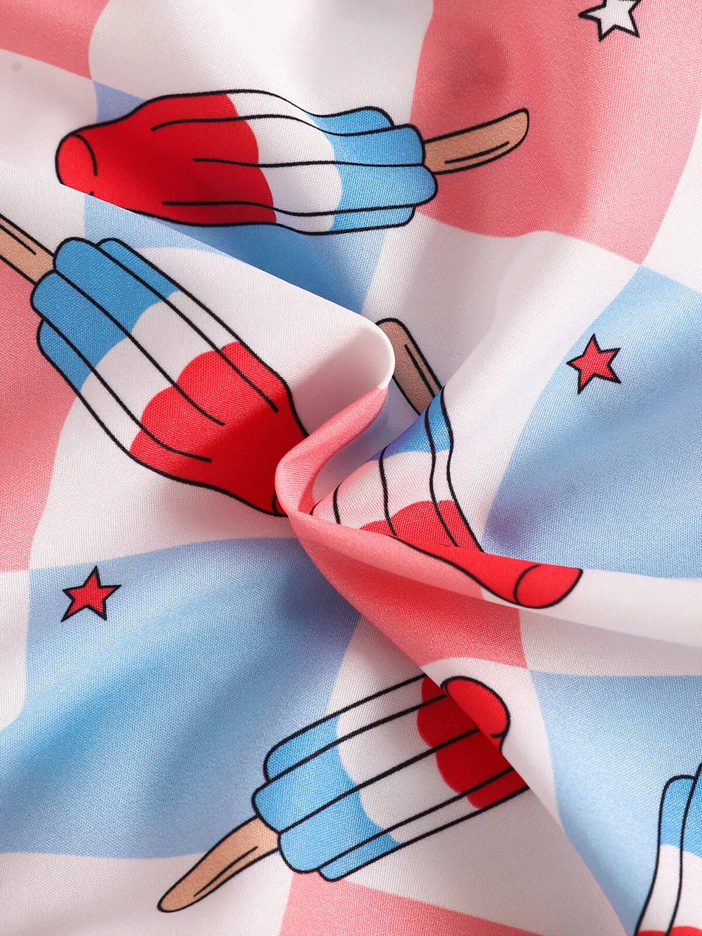 Children's USA Print Bow Decor Bodysuit and Suspender Shorts Set, image 8