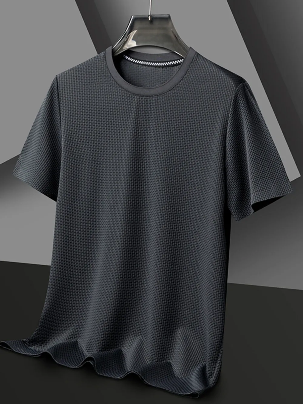 Men's Plus Size Breathable Texture Short Sleeve T-Shirt, image 8
