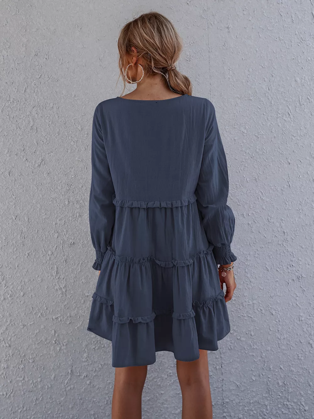 Ruffle Tiered Long Sleeve Mini Dress, image 12