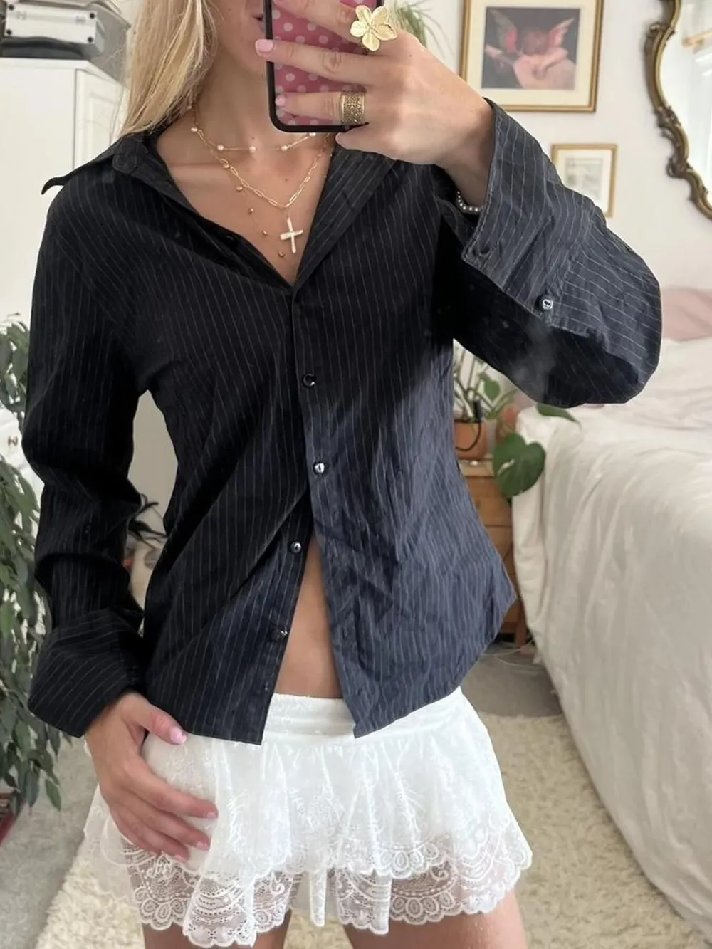 Printed Button-Down Long Sleeve Shirt