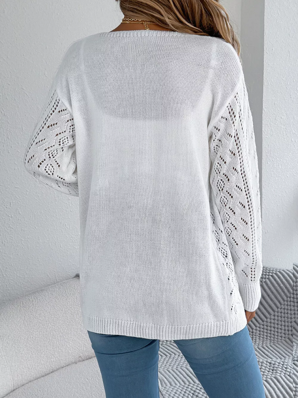 Openwork Open Front Cardigan, image 14