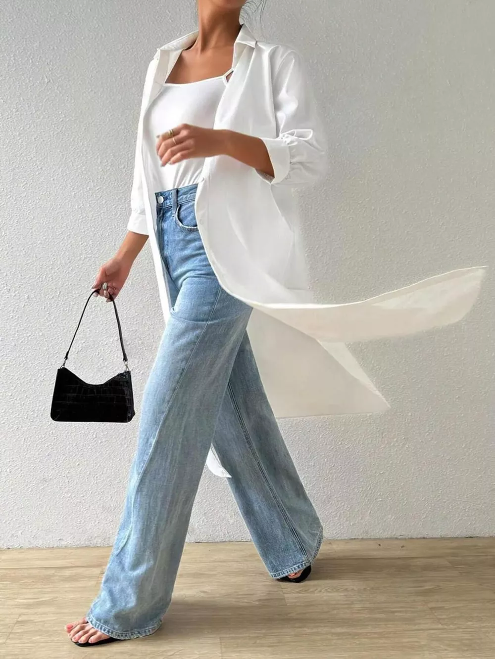 Button-Up Long Sleeve Longline Shirt, image 9