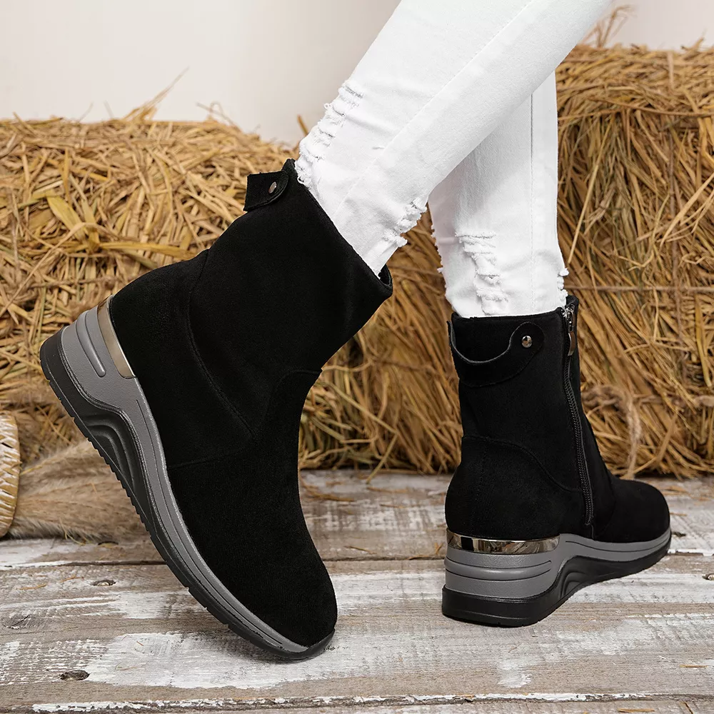 Suede Ankle Boots with Wedge Heel, image 16