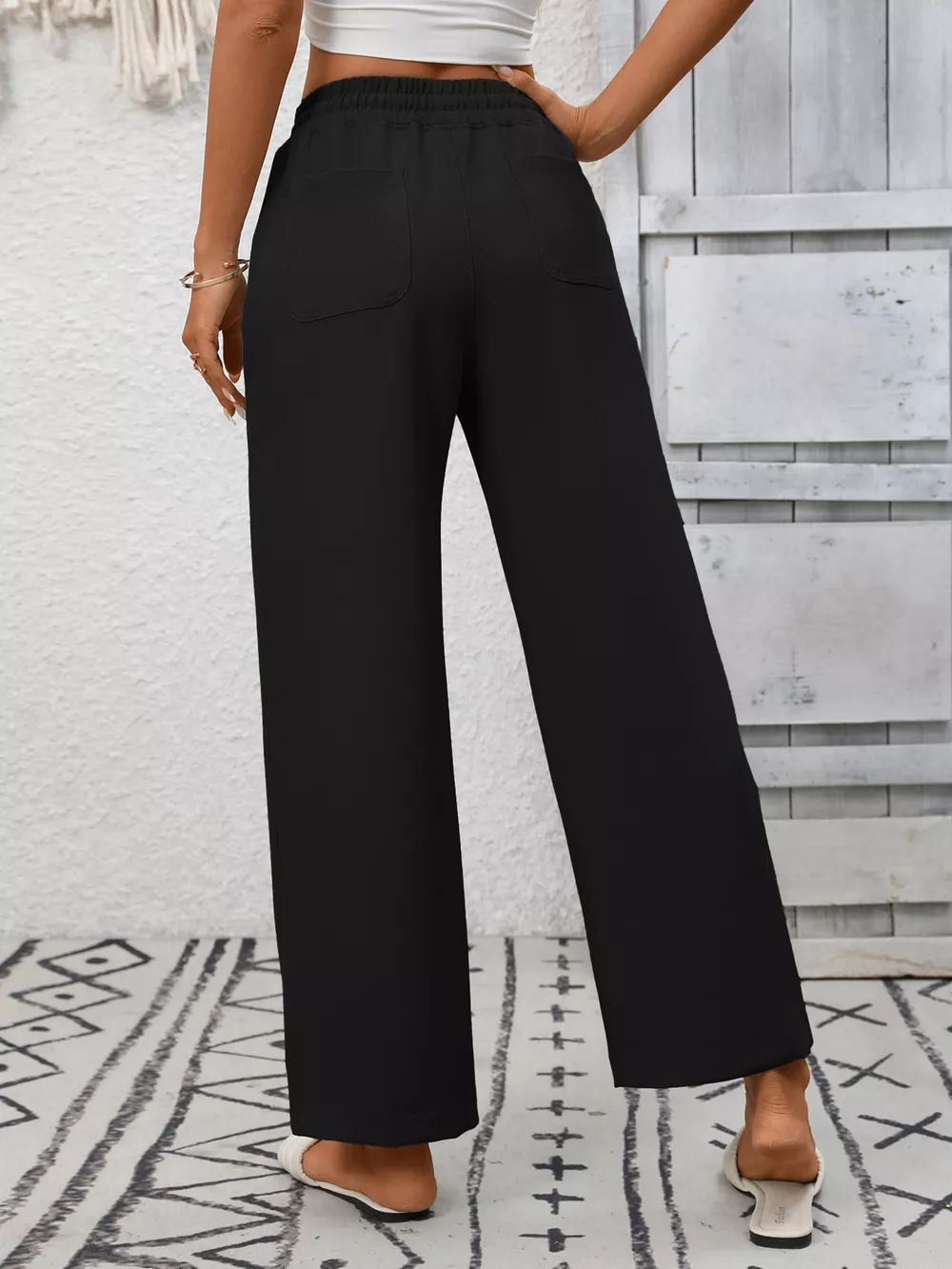 Casual Drawstring Wide Leg Pants, image 9