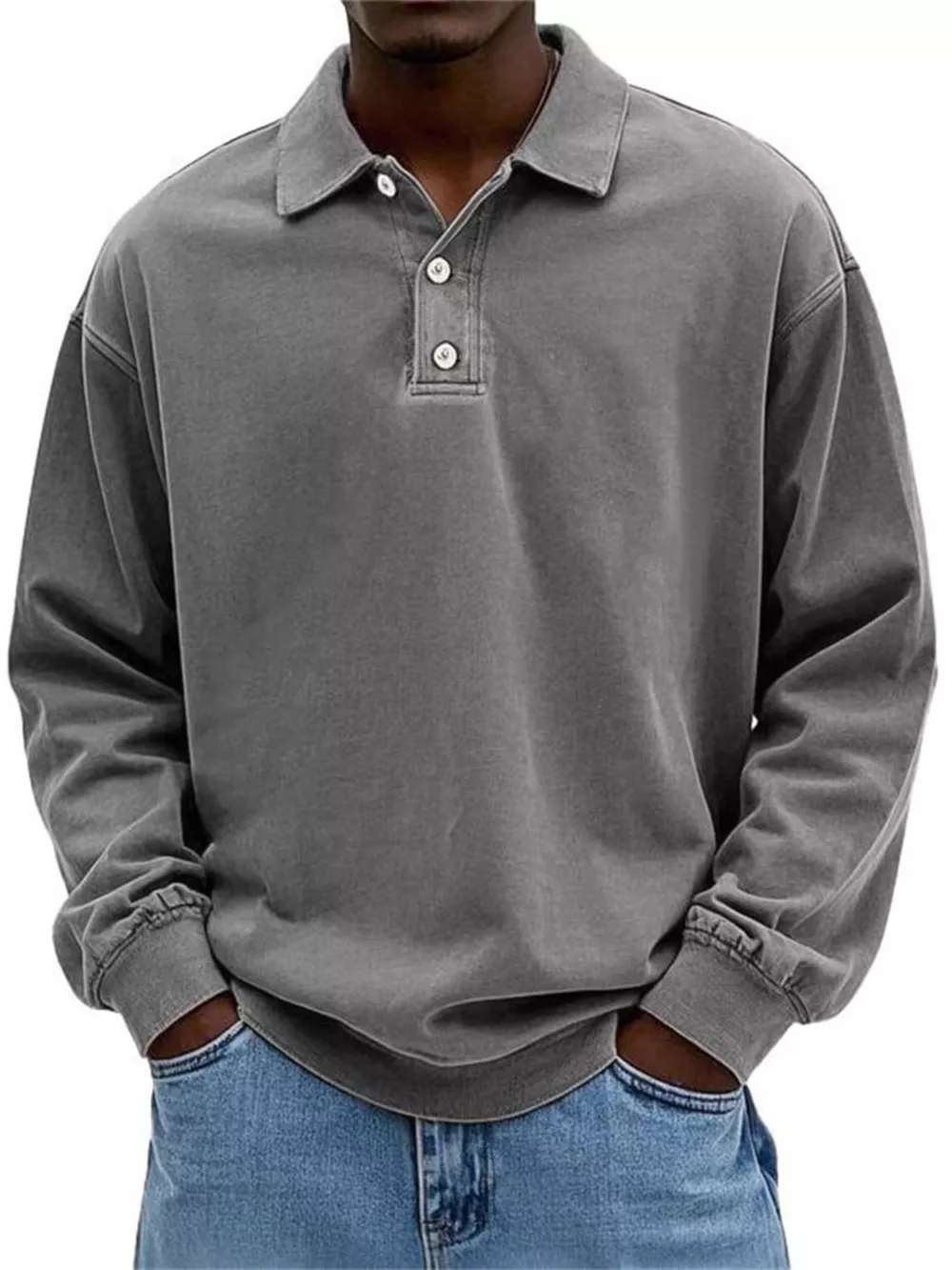 Men's Full Size Vintage Washed Long Sleeve Top Plus Size, image 5