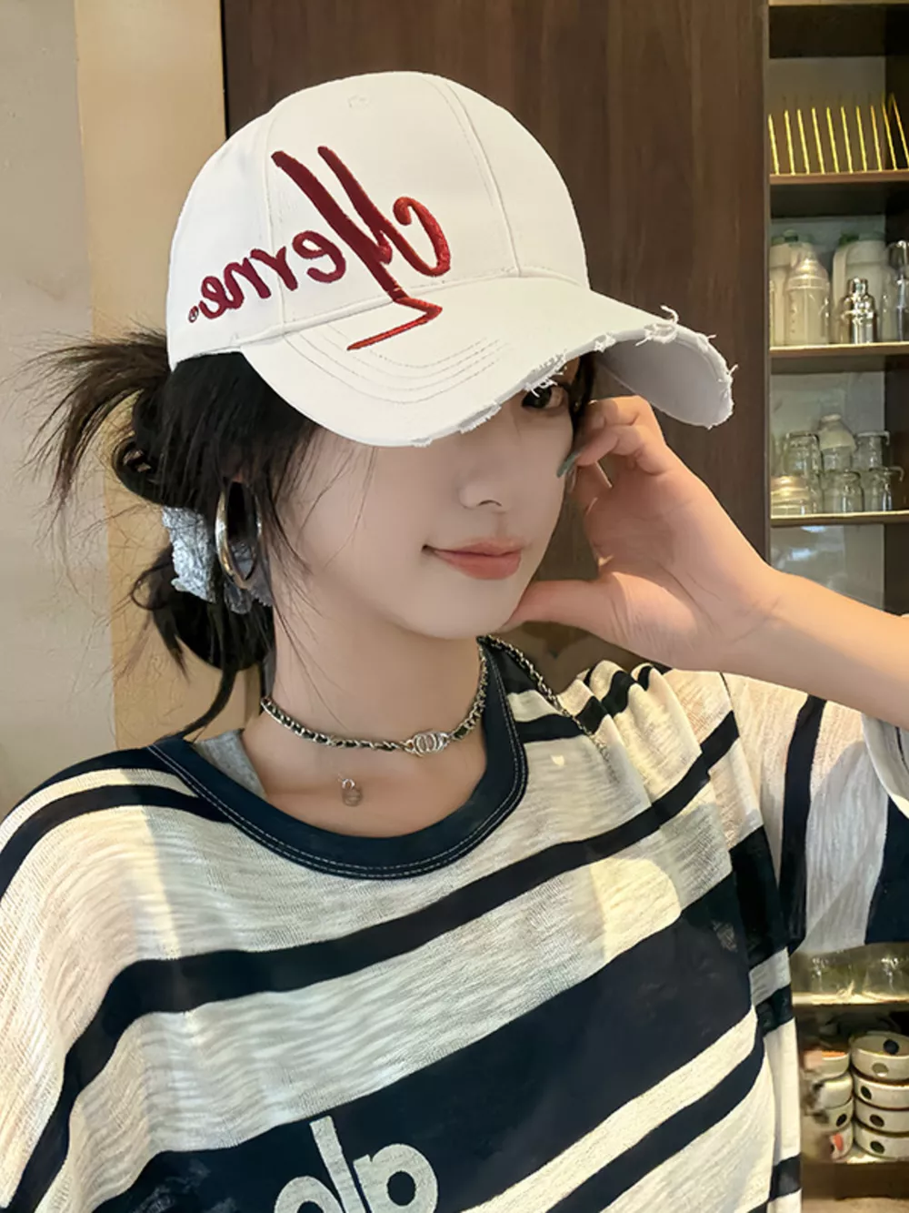 Embroidered Distressed Baseball Cap, image 4