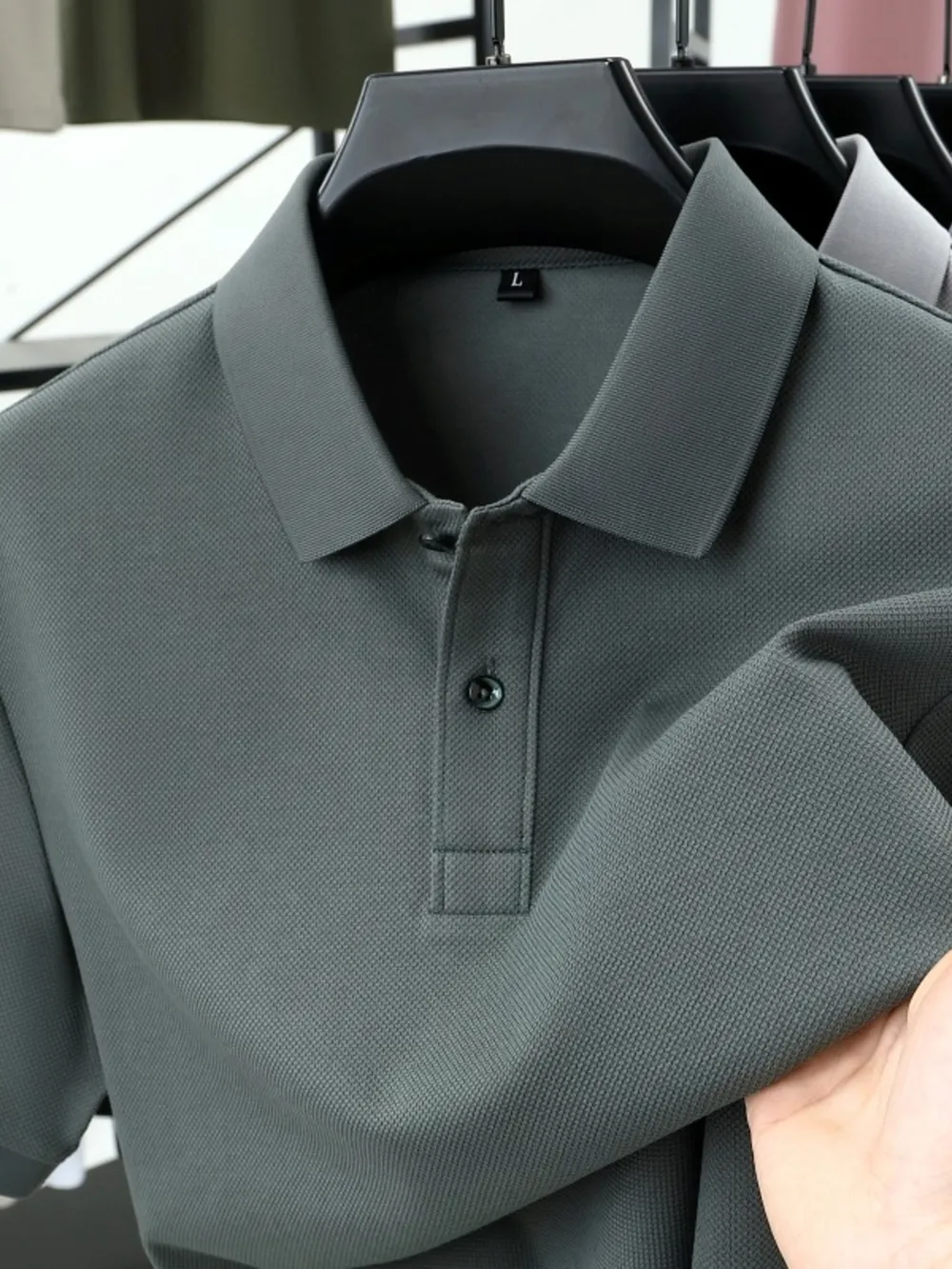 Men's Plus Size Button Detail Short Sleeve Polo, image 5