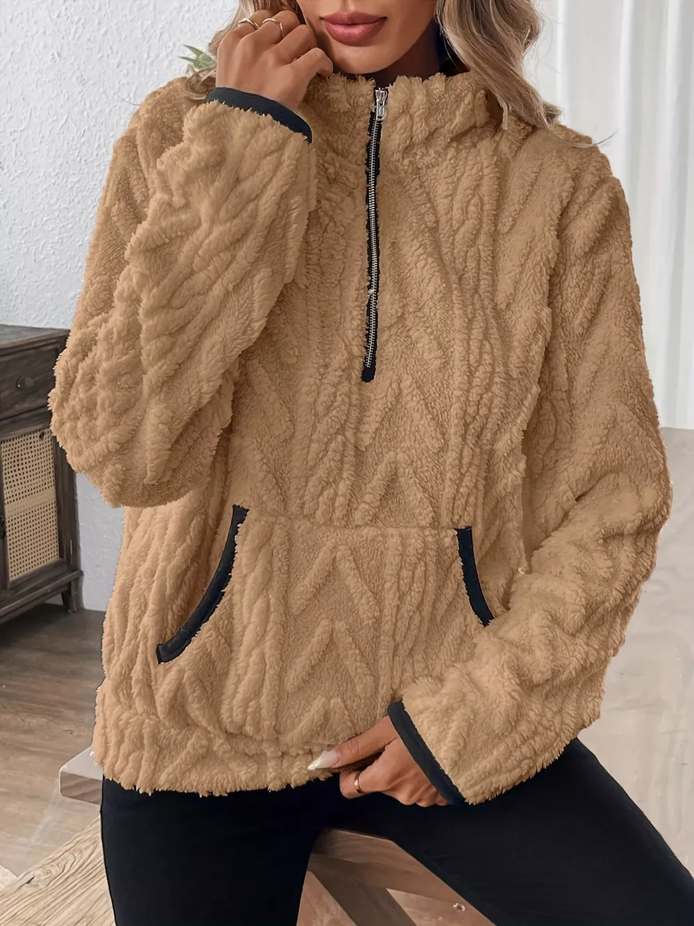 Cozy Sherpa Half Zip Sweatshirt, image 25