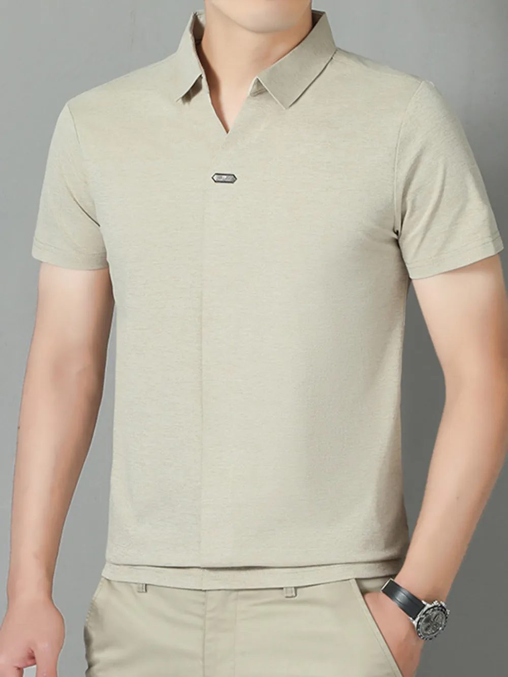 Men's Plus Size Collared Neck Short Sleeve Polo