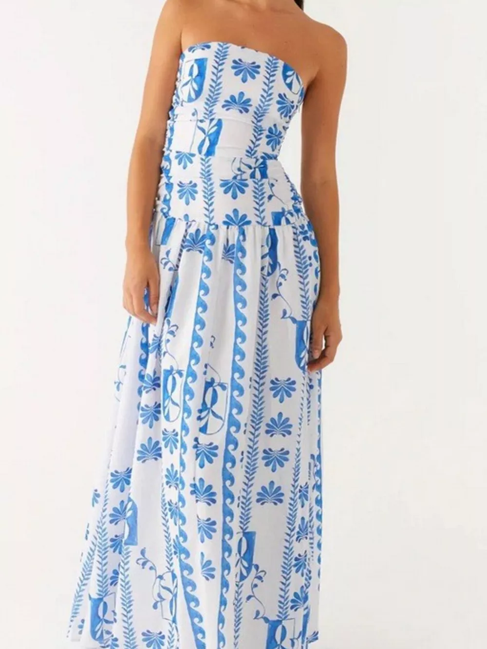 Strapless Ruched Maxi Dress, image 8